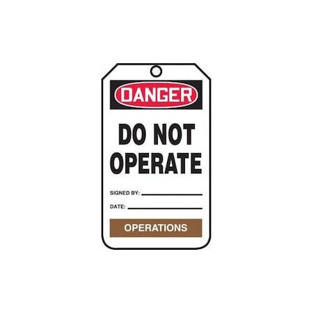 Accuform Safety Tags, DANGER DO NOT OPERATE OPERATIONS, 5.75in x 3.25in, RP-Plastic, 5PK TPM230PTM